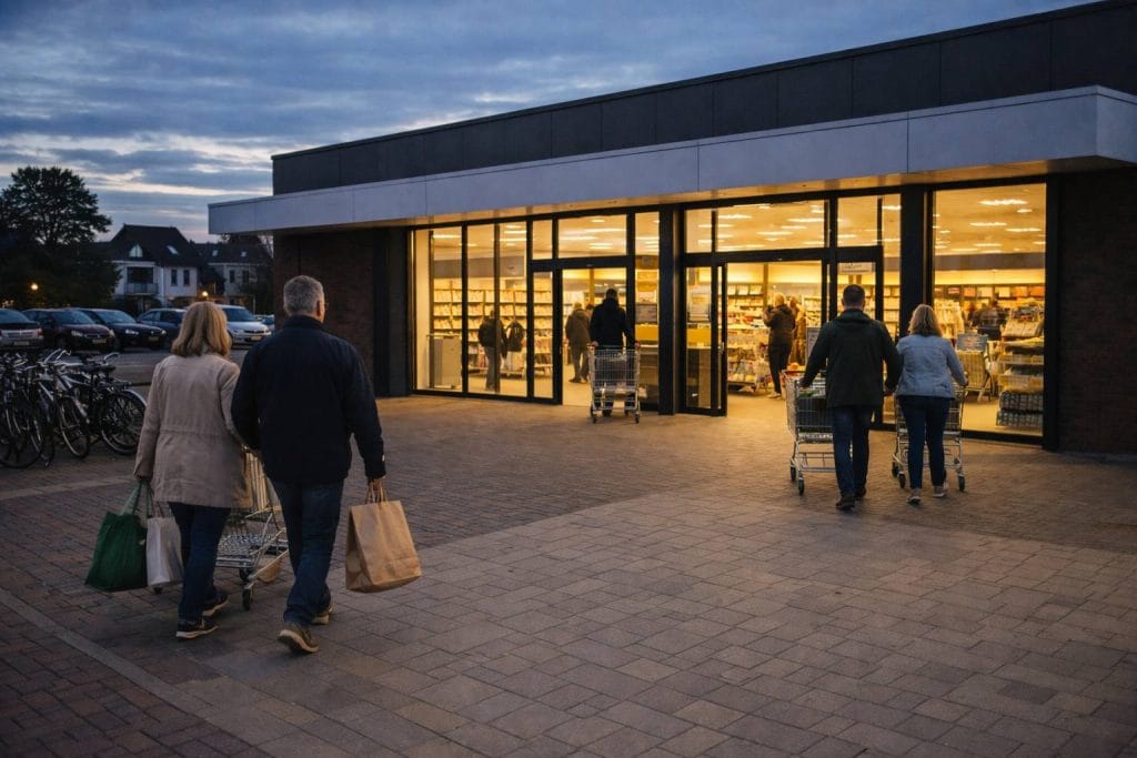 Boodschappen doen in het Emmen-gangpad