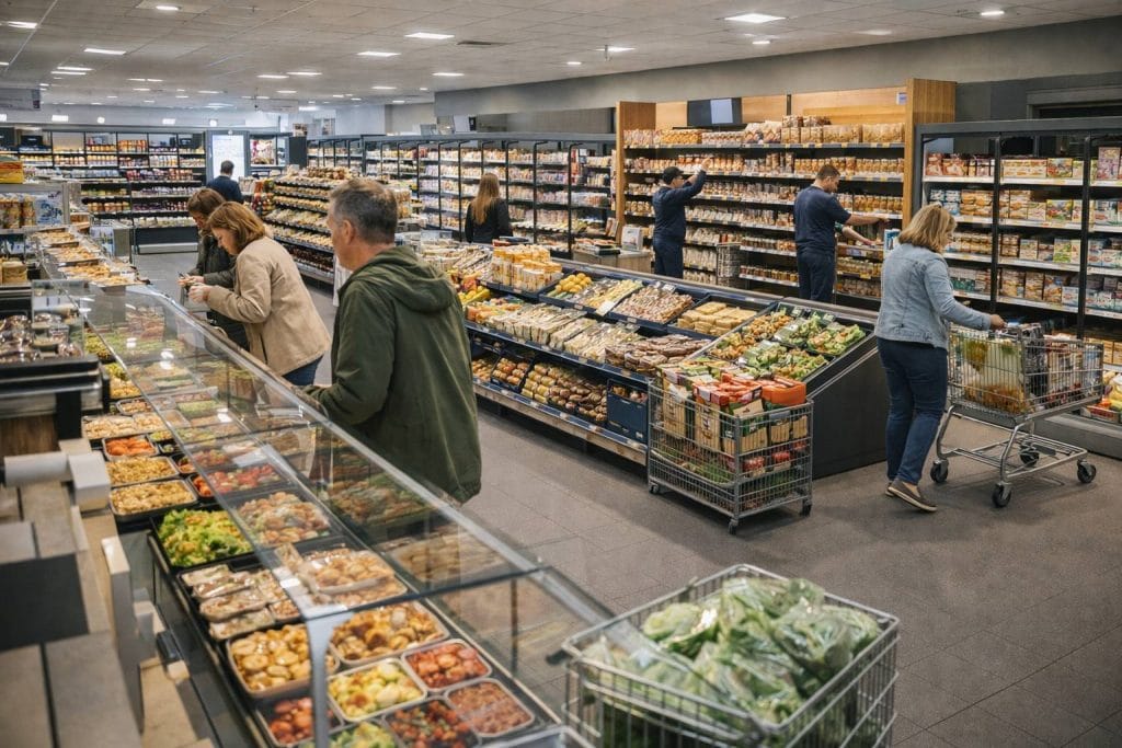 Drukke delicatessenafdeling in supermarkt Emmen - Aldi openingstijden Emmen