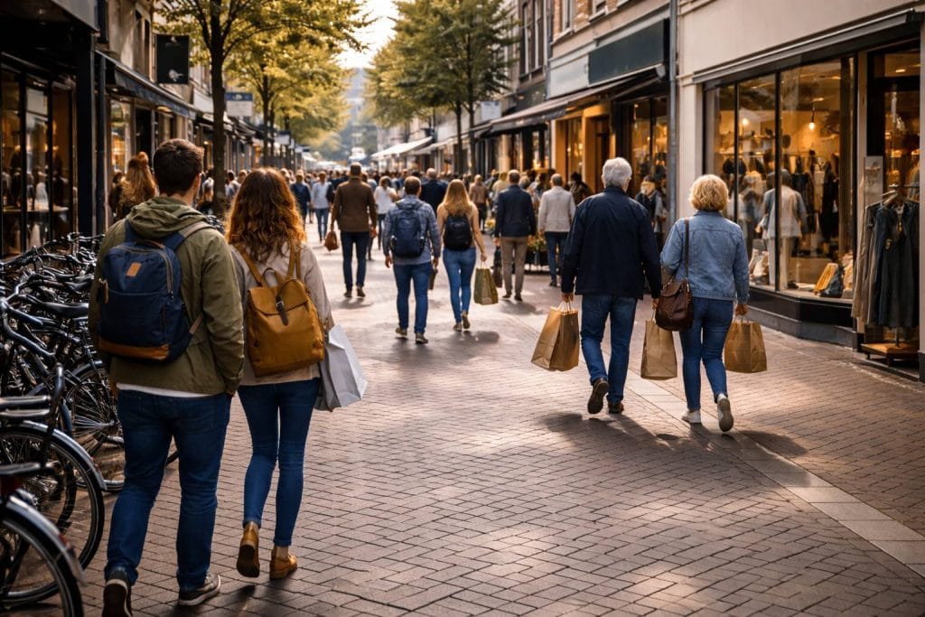 Drukke winkelstraat in Emmen - Openingstijden Emmen