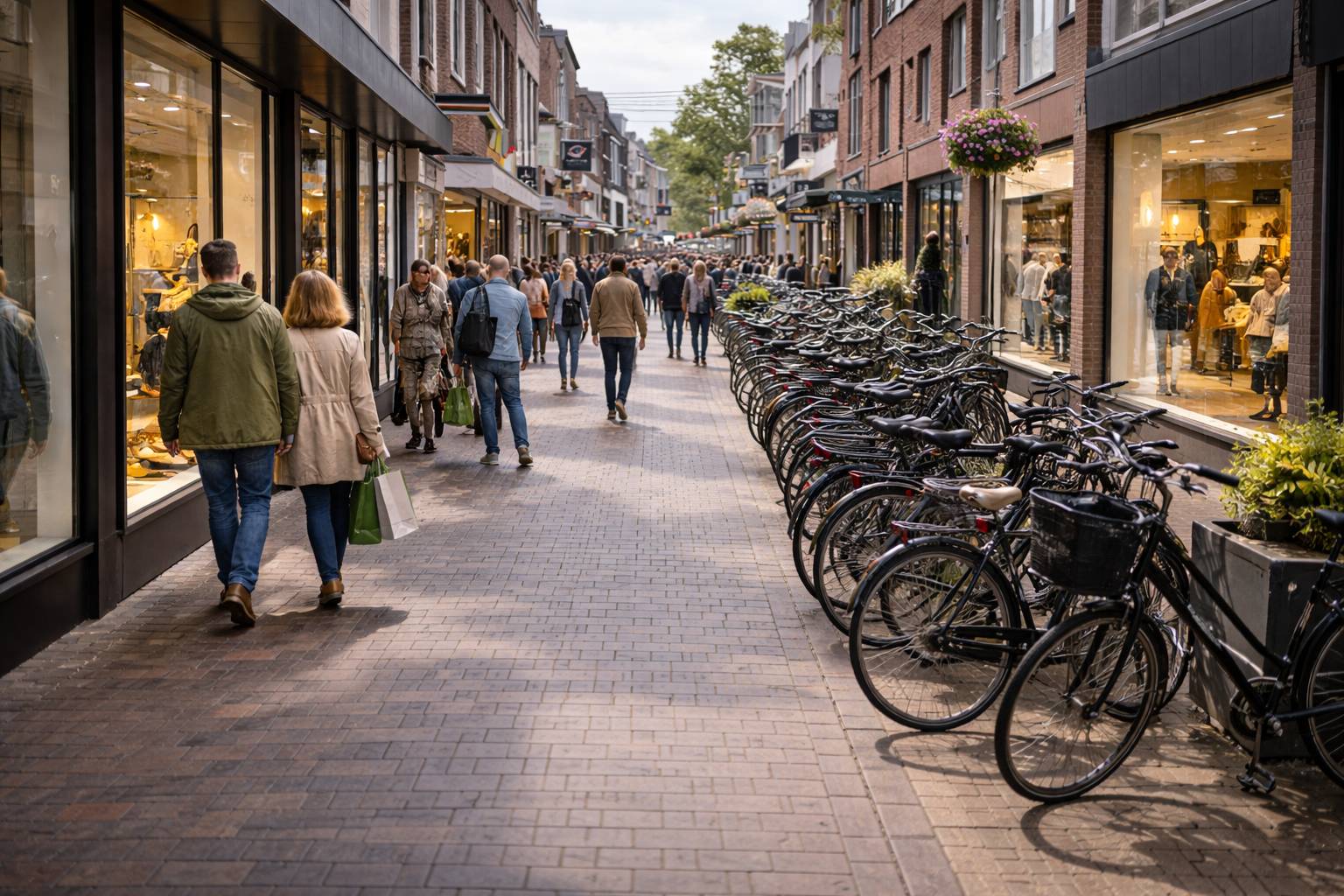 Drukke winkelstraat in Emmen - Winkels openingstijden Emmen
