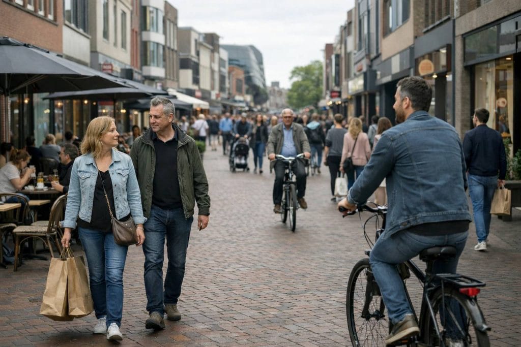 Een drukke winkelstraat in Emmen - Action openingstijden Emmen