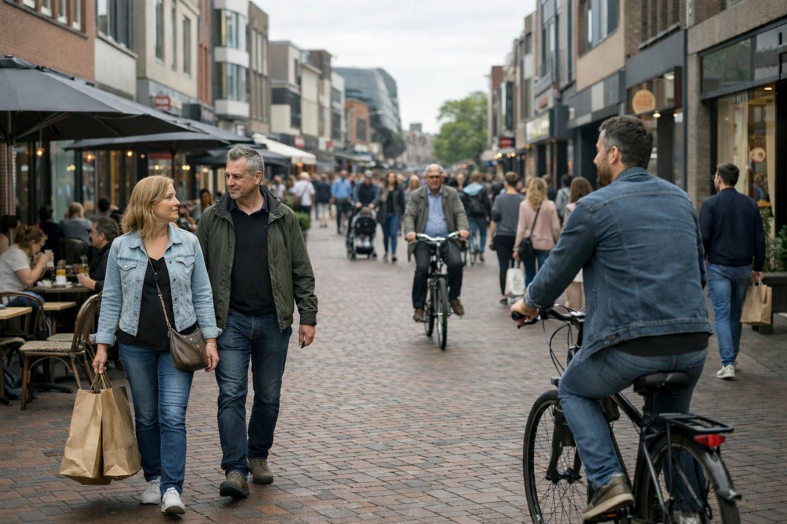 Een drukke winkelstraat in Emmen - Action openingstijden Emmen