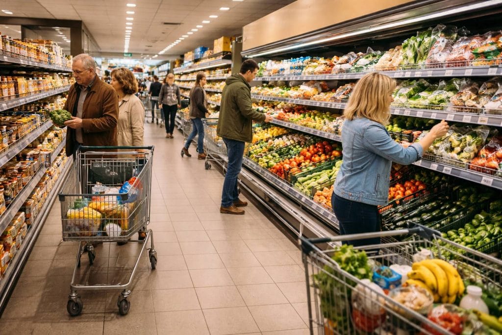 Ingang van winkelcentrum Emmen in het weekend