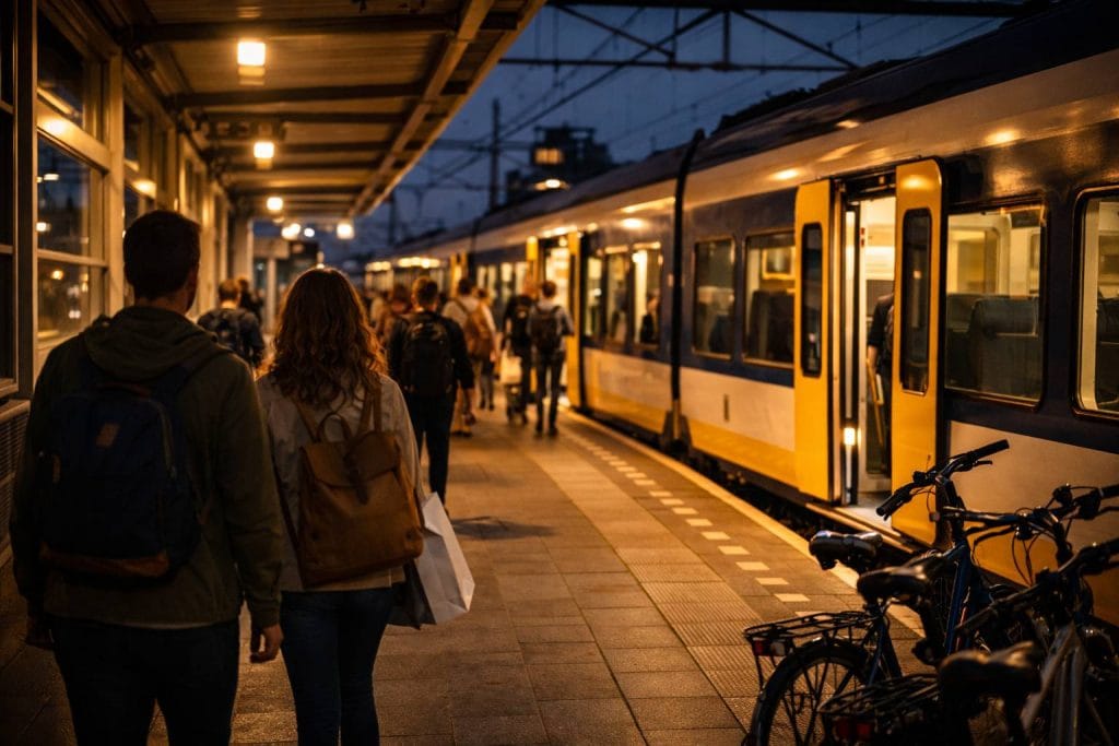Ochtend bij de bushalte in Emmen - OV openingstijden Emmen