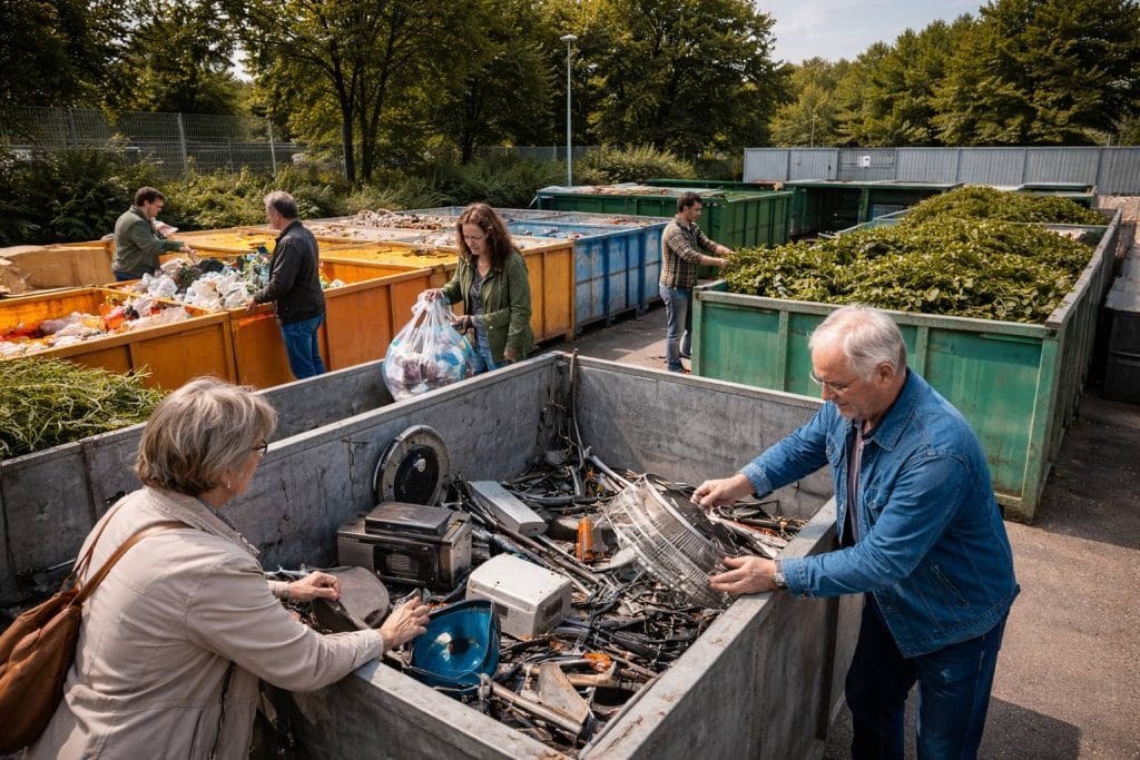 Recycling in actie in het centrum van Emmen