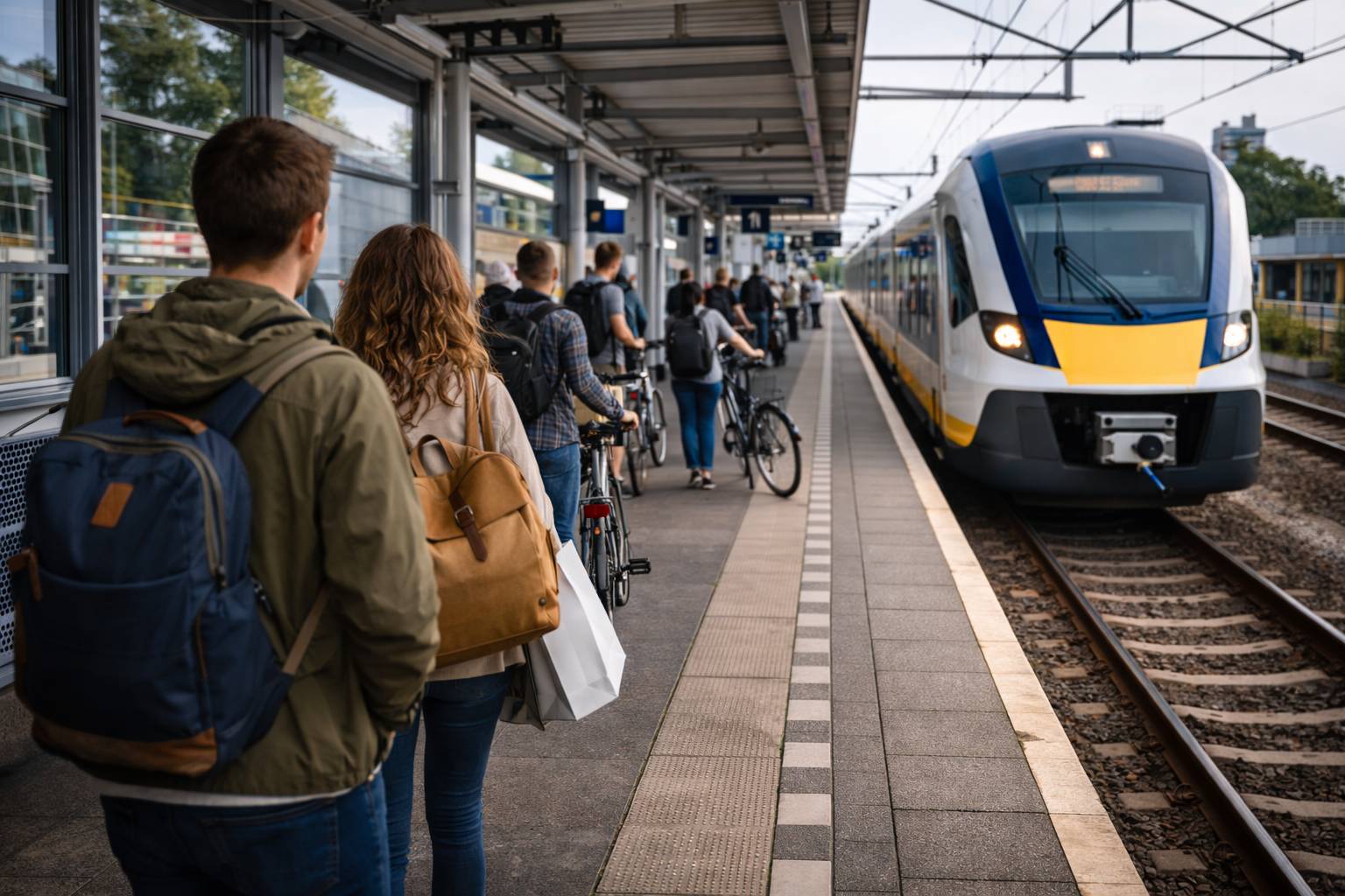 Trein arriveert op station Emmen - Station openingstijden Emmen