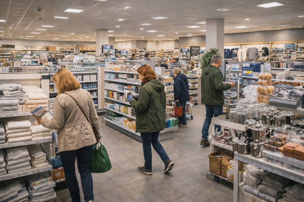 Winkelend publiek bekijkt huishoudelijke artikelen in Emmen